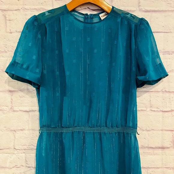 Robbie Bee Vintage Short Sleeve Sheer Dress‎ Size Medium - Picture 3 of 11